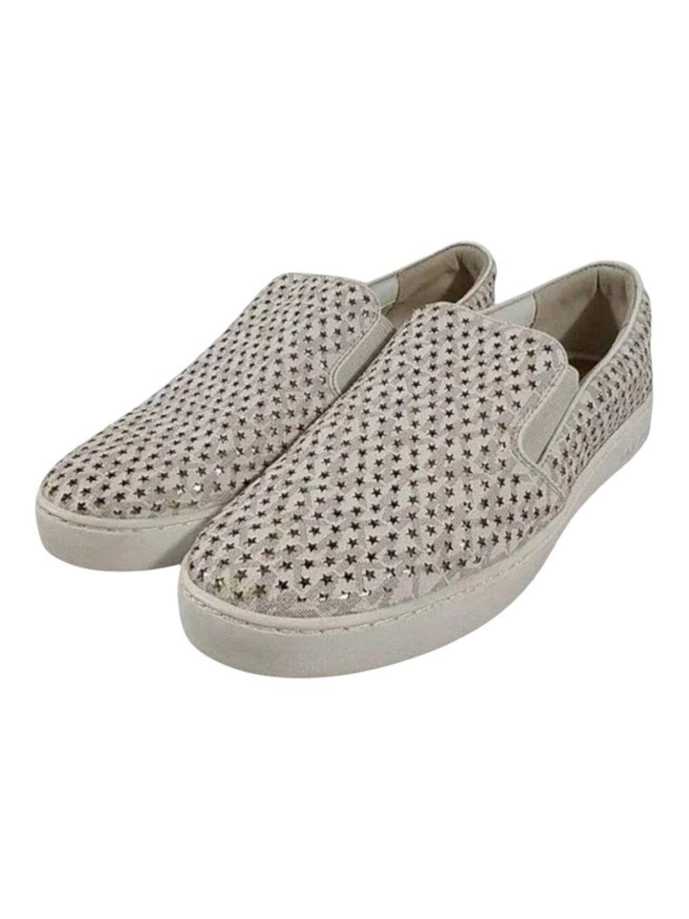 Michael Kors Keaton Laser Cut Fabric Golden Stars Slip-on White Sneaker - 9.5
